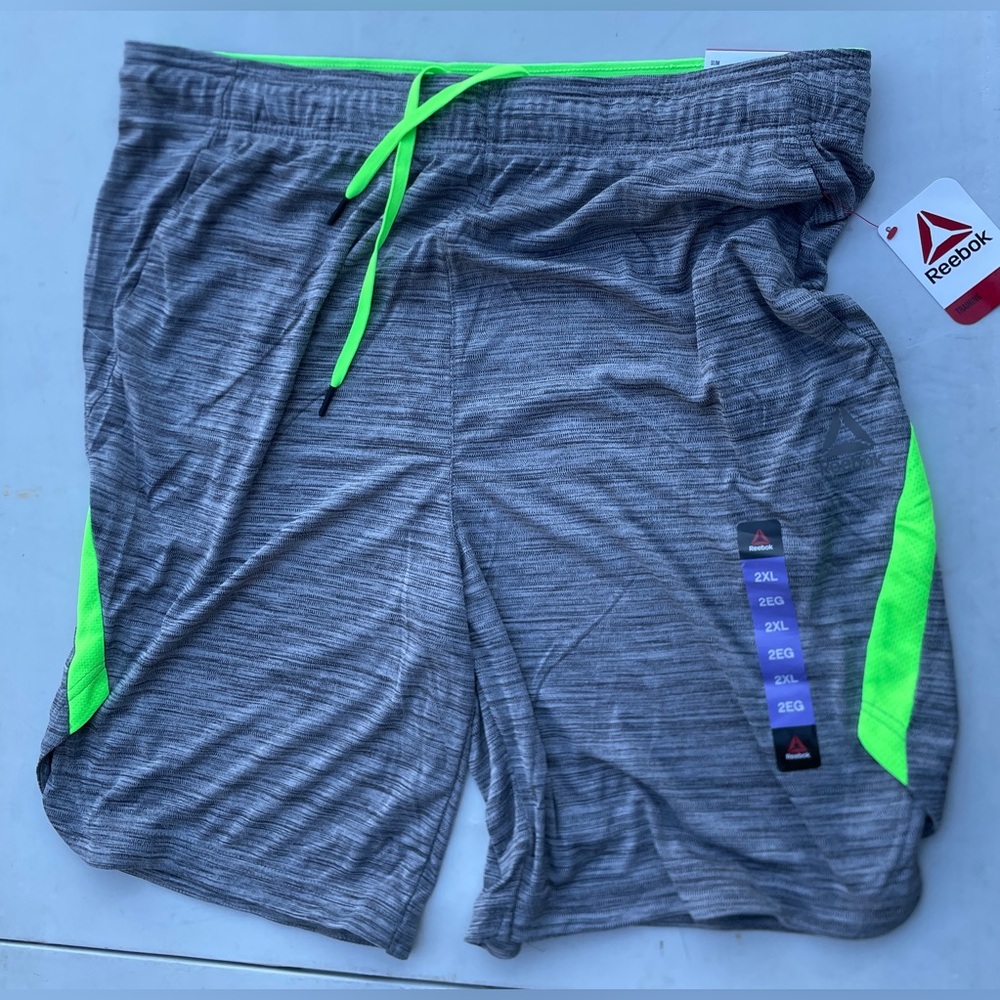 Reebok Gray and Green Men's Shorts
